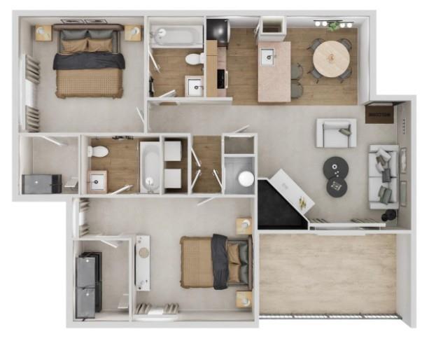 100 Akers Ridge Drive Southeast, Unit 1422 Atlanta, GA 30339 - Photo 11 of 15 a living room with couches and kitchen view