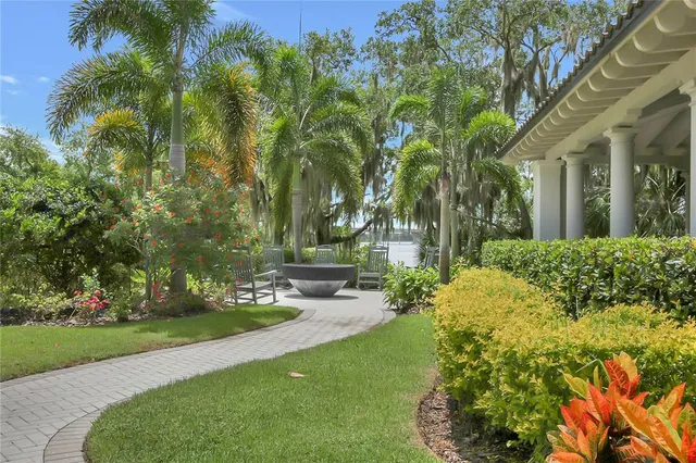 an aerial view of a house with a garden