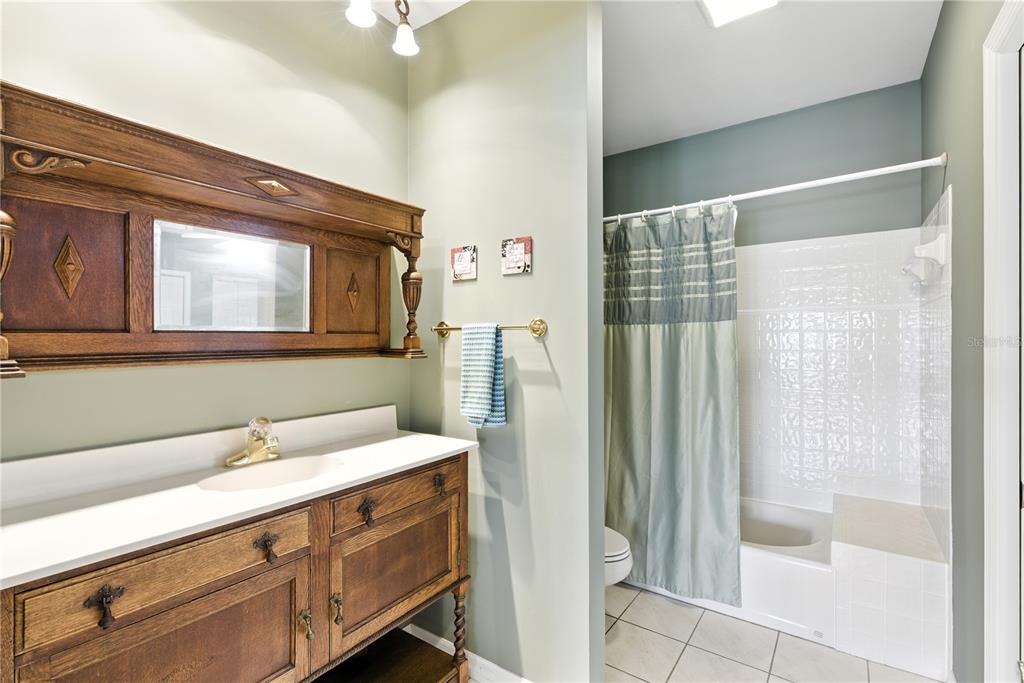 36641 Blanton Road Dade City, FL 33523 - Photo 31 of 76 a bathroom with a sink a mirror and a shower