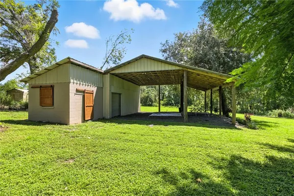 a view of a yard with a tree