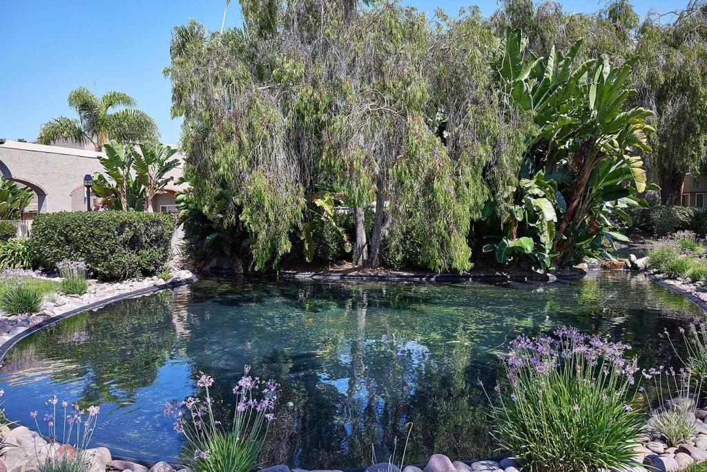 930 Via Mil Cumbres, Unit 52 Solana Beach, CA 92075 - Photo 28 of 34 a view of a garden with a fountain