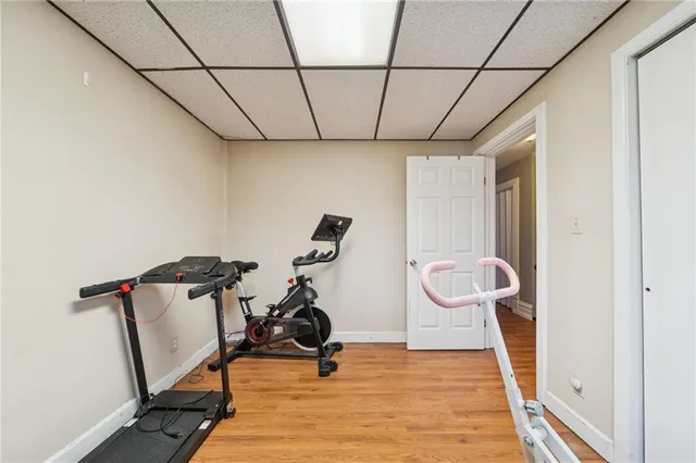 a view of a room with gym equipment