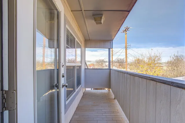 a view of a city from a balcony
