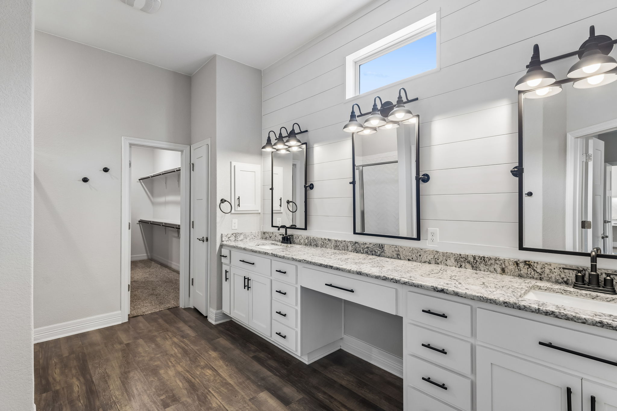 2009 Running Brushy Bend Leander, TX 78641 - Photo 17 of 32 a bathroom with a granite countertop sink double and mirror