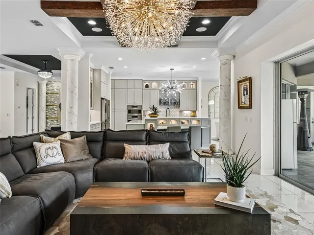 a bathroom with a mirror and a shower