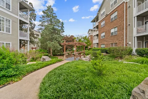 a view of a pathway with a yard