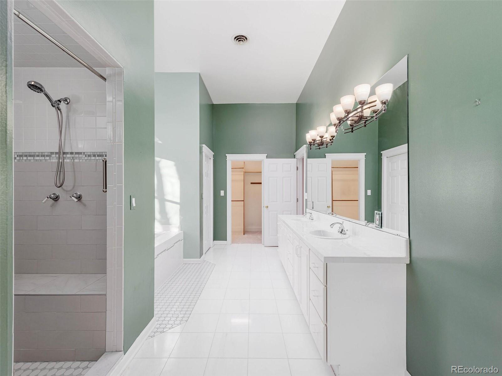 655 Gilpin Street Denver, CO 80218 - Photo 24 of 29 a spacious bathroom with a shower sink and mirror