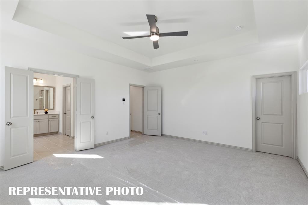1401 Rooted Road Frisco, TX 75033 - Photo 8 of 15 Offering two, spacious walk in closets and a gorgeous en suite bath, this owner's suite was designed with you in mind! REPRESENTATIVE PHOTO