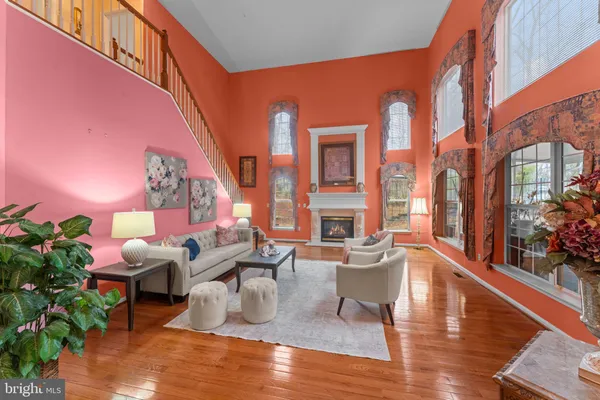 a view of staircase with large window