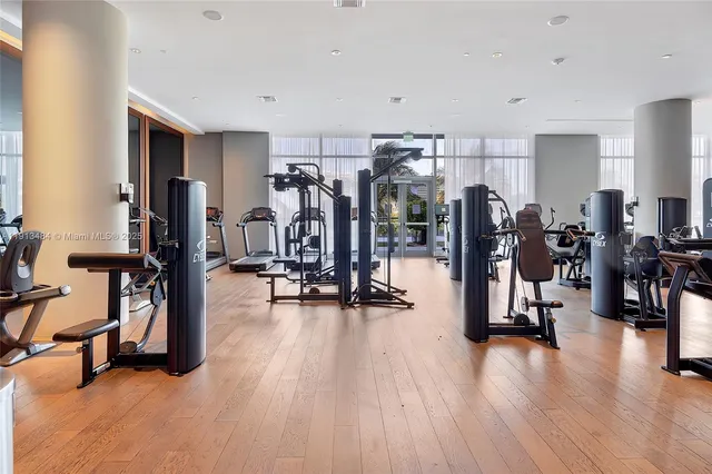 a view of a room with gym equipment