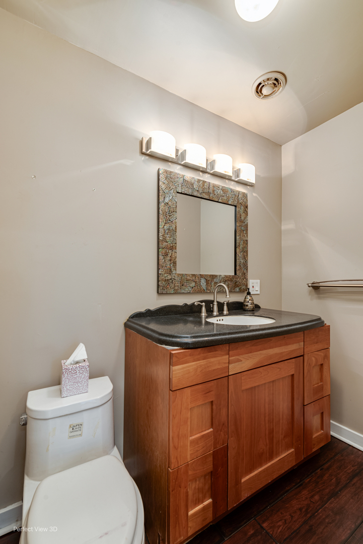6726 South Merrill Avenue Chicago, IL 60649 - Photo 5 of 22 a bathroom with a toilet sink and mirror