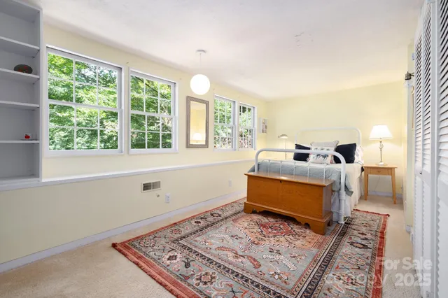 a view of a garden with a tree