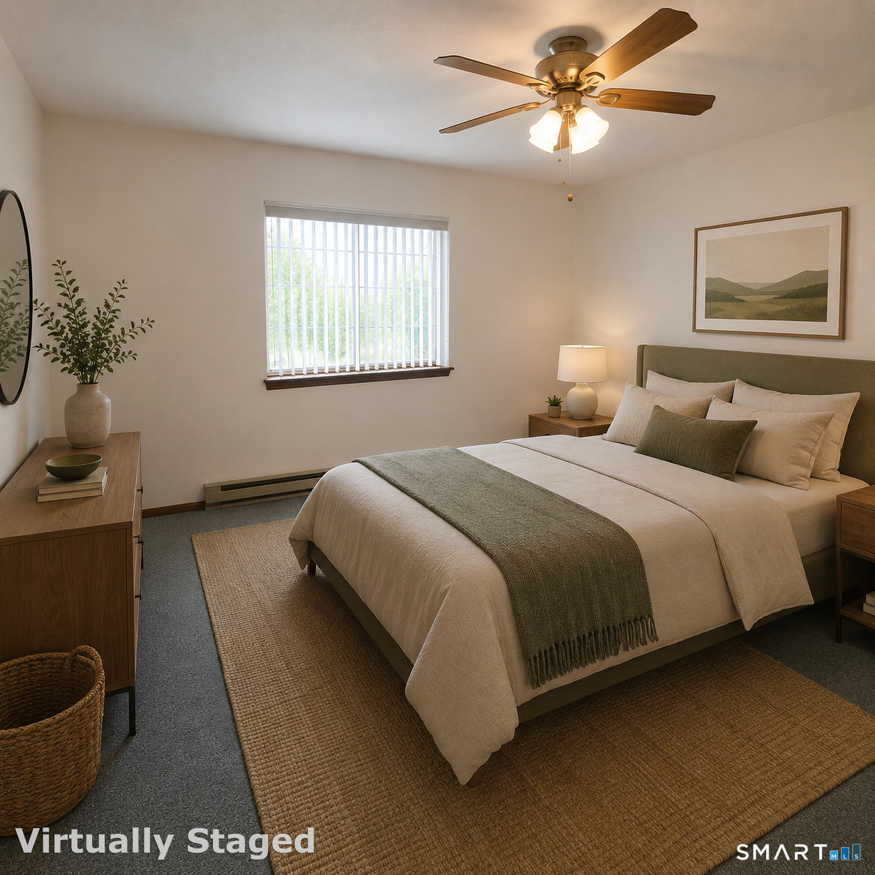 975 Meriden Road, Unit 101 Waterbury, CT 06705 - Photo 26 of 28 a bedroom with a bed lamp and a potted plant