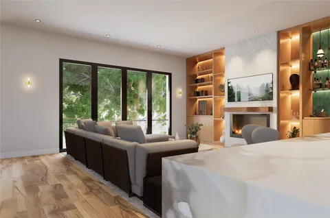 a bedroom with a large bed and a large window