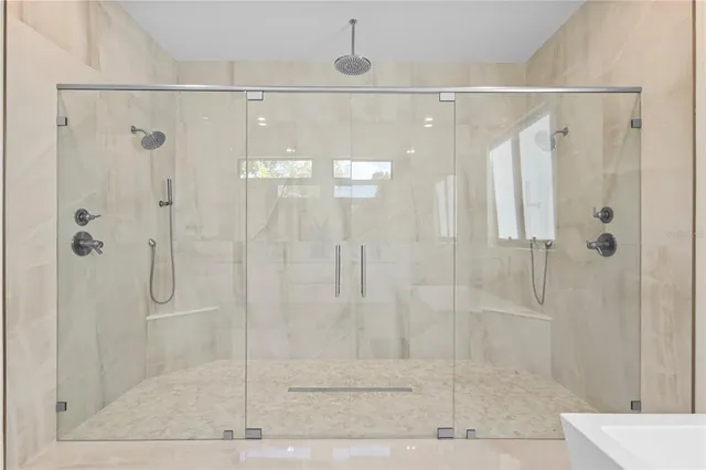 a bathroom with a shower