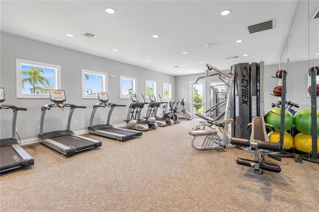 a view of a room with gym equipment