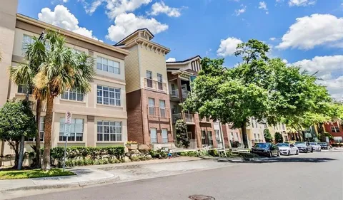 front view of a building with a street