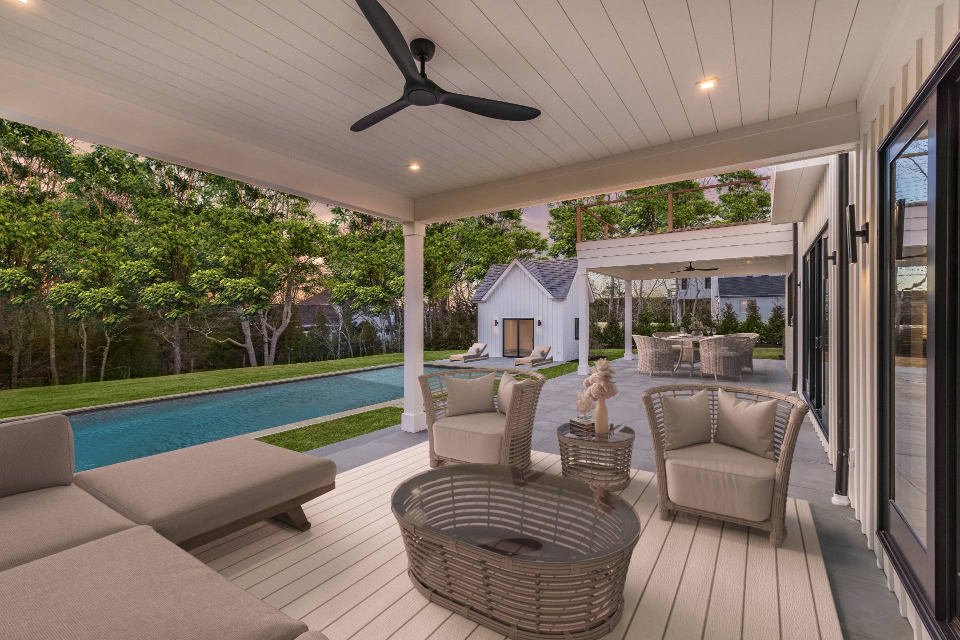 95 Highview Drive Sag Harbor, NY 11963 - Photo 19 of 22 a balcony with furniture and a garden