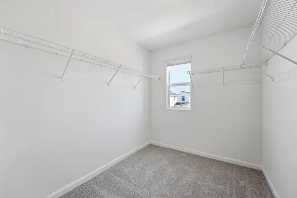 a view of a room with racks on the wall