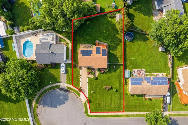 an aerial view of a house