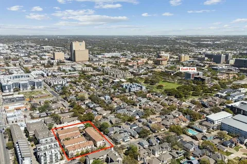 an aerial view of a city