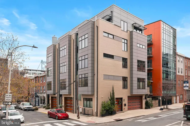 a front view of a building with street view