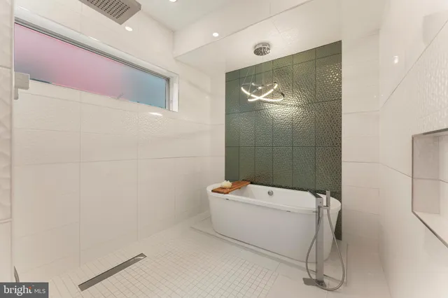 a bathroom with a bathtub