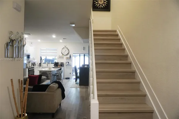 a view of a hallway with entryway