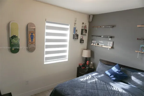 a room with furniture and a closet