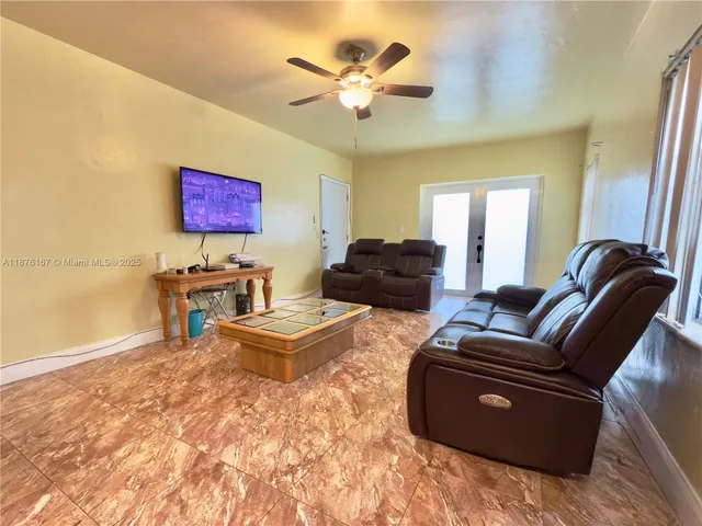 a living room with furniture