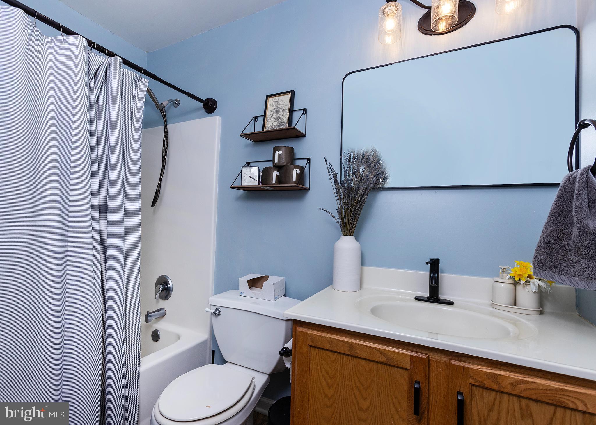 606 Butterfly Circle Dallastown, PA 17313 - Photo 20 of 40 a bathroom with a sink a toilet and shower curtain