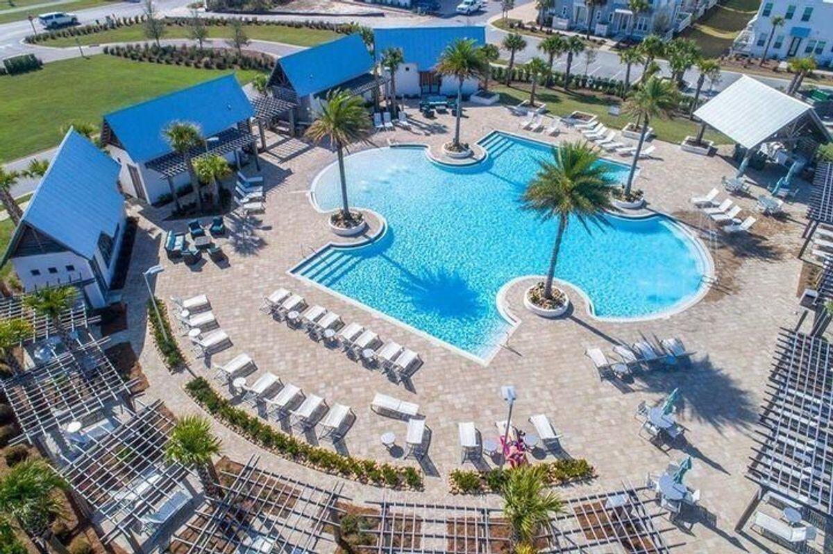 89 Clipper Street Inlet Beach, FL 32461 - Photo 35 of 49 an aerial view of a house with garden space and street view