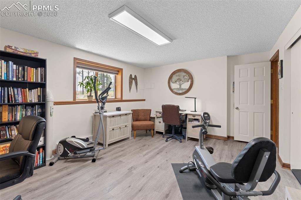 1851 Buttercup Road Elizabeth, CO 80107 - Photo 31 of 47 a view of a workspace with furniture and a bookshelf