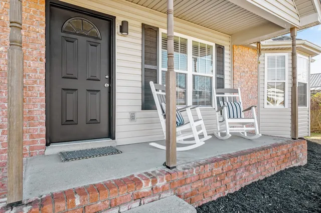 a view of an outdoor space with porch area