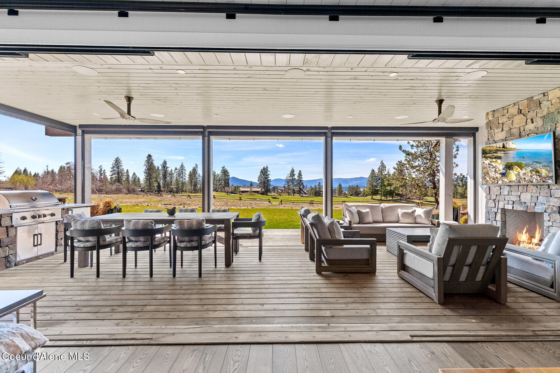 view to back porch and range