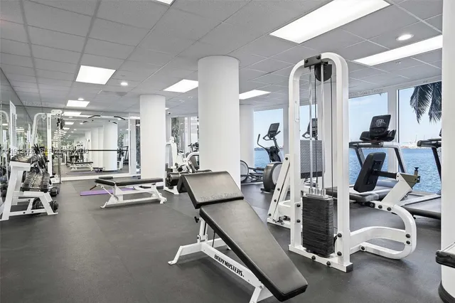 a view of a room with gym equipment