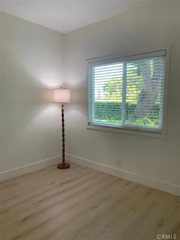 an empty room with a door