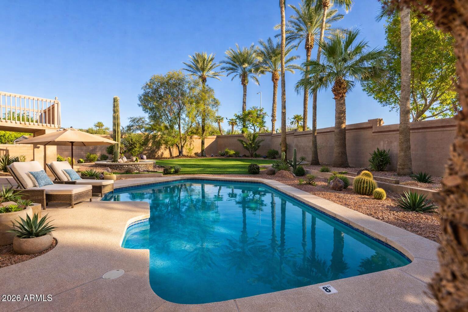 15601 South 37th Way Phoenix, AZ 85048 - Photo 13 of 38 a view of swimming pool with outdoor seating and plants