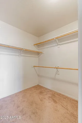 a view of a room with racks on the wall