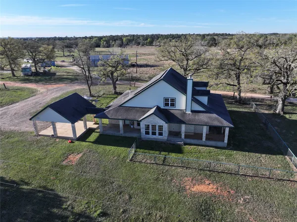 an aerial view of a house
