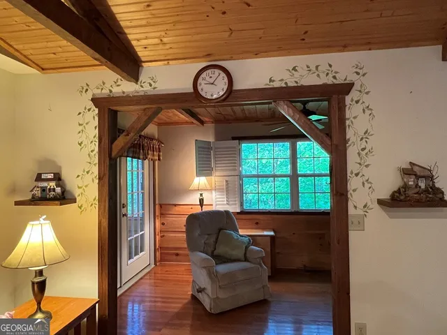 a view of entryway with wooden floor