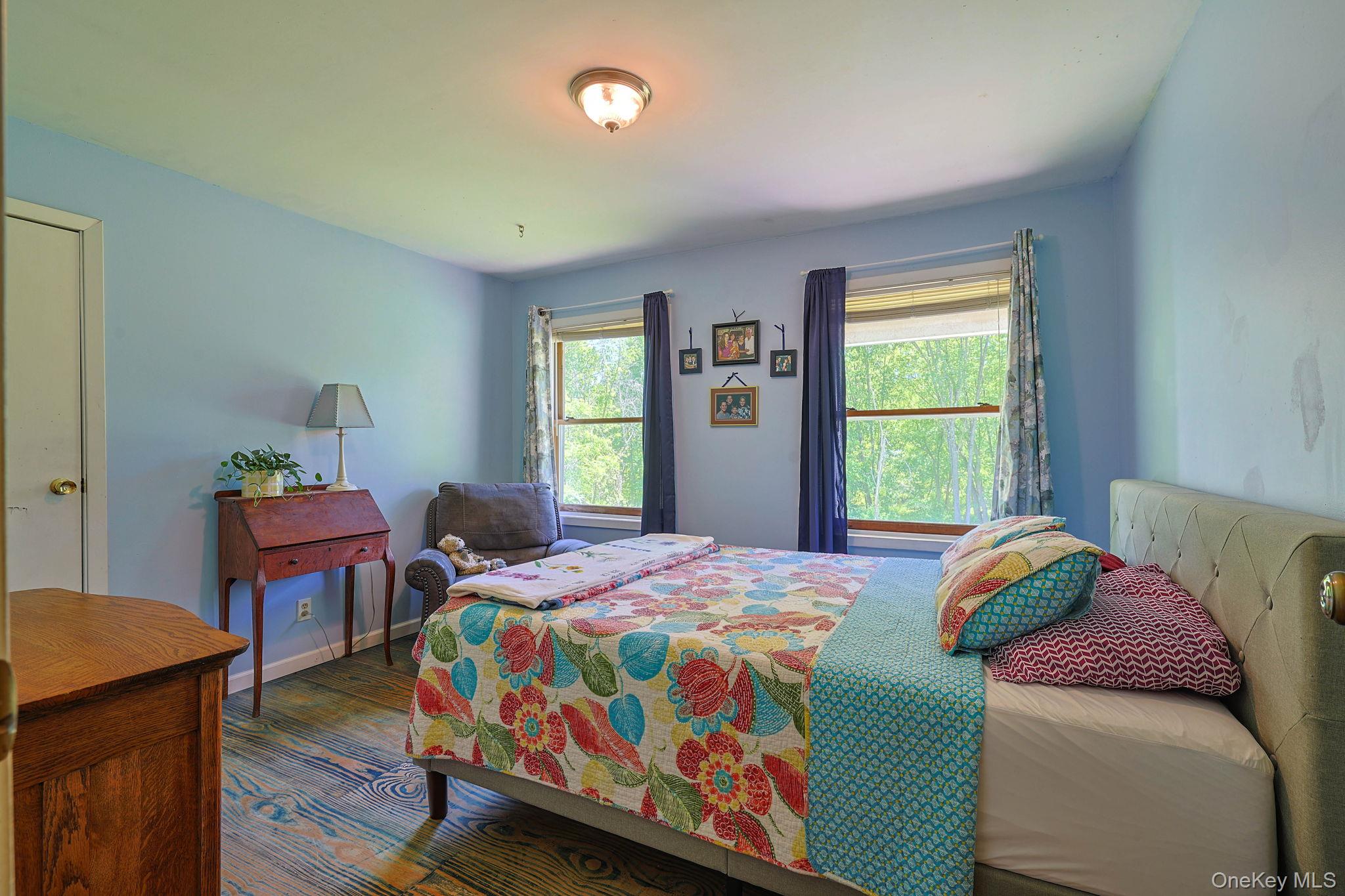 646 County Rte 93 Slate Hill, NY 10973 - Photo 14 of 21 Bedroom featuring light blue wall tones, and two windows that provide natural daylight.