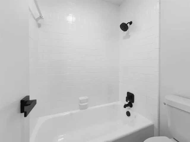 a bathroom with a bathtub