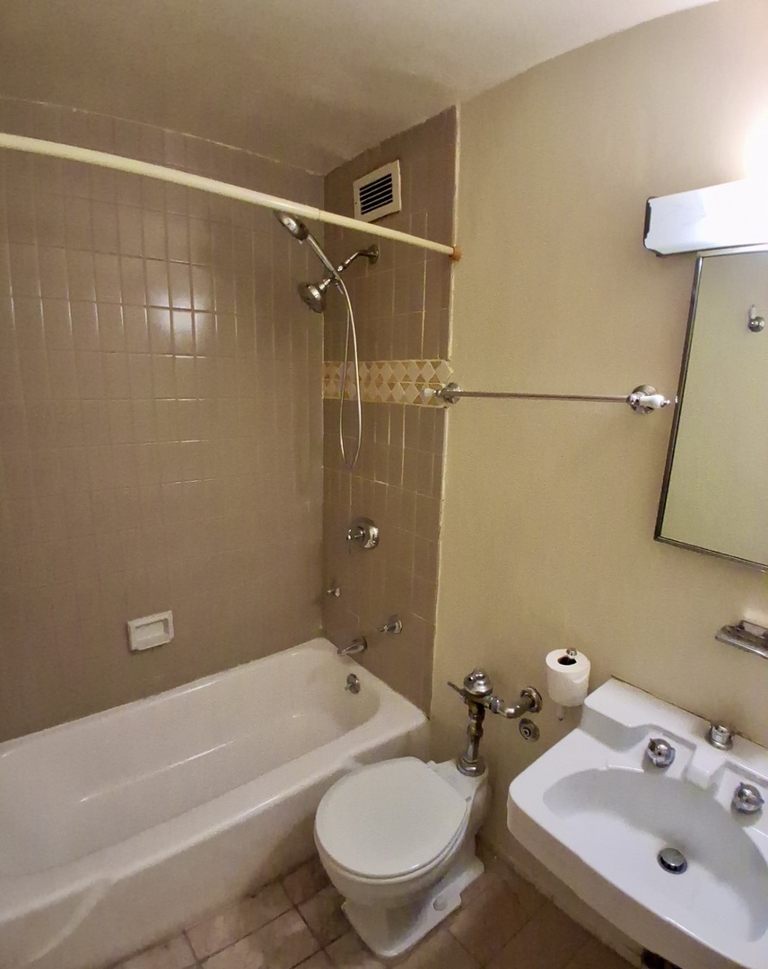 1450 East 55th Place, Unit 825S Chicago, IL 60637 - Photo 10 of 15 a bathroom with a sink a toilet and shower