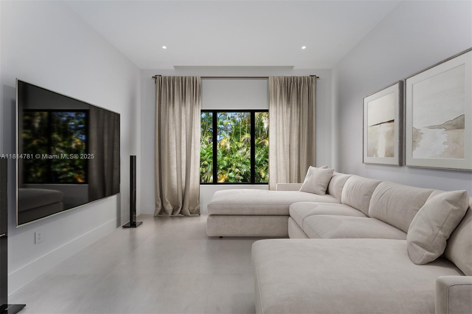 6730 Southwest 115th Street Pinecrest, FL 33156 - Photo 32 of 77 a living room with furniture and a large window