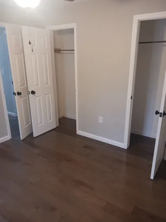 an empty room with windows