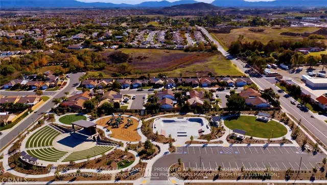 an aerial view of residential houses and outdoor space