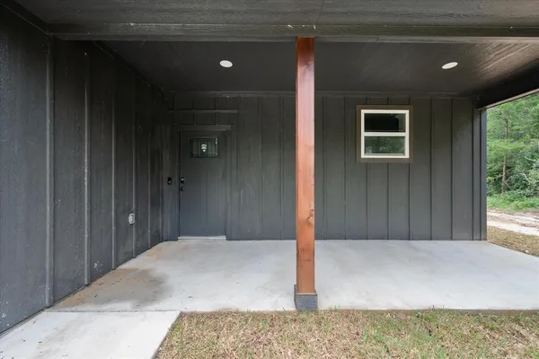 a view of a wooden door