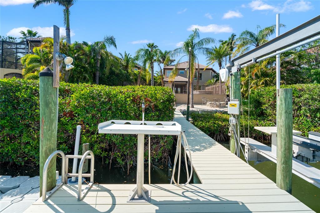 6315 Marbella Boulevard Apollo Beach, FL 33572 - Photo 63 of 83 a view of a patio with table and chairs potted plants and palm tree