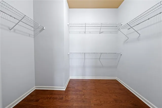 a view of a room with racks on the wall